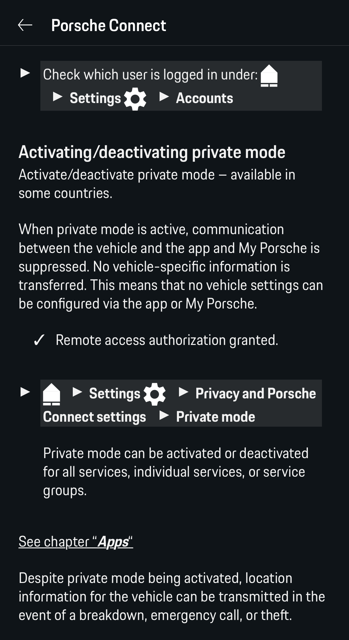 Porsche Taycan Privacy / Service mode 1662221986861