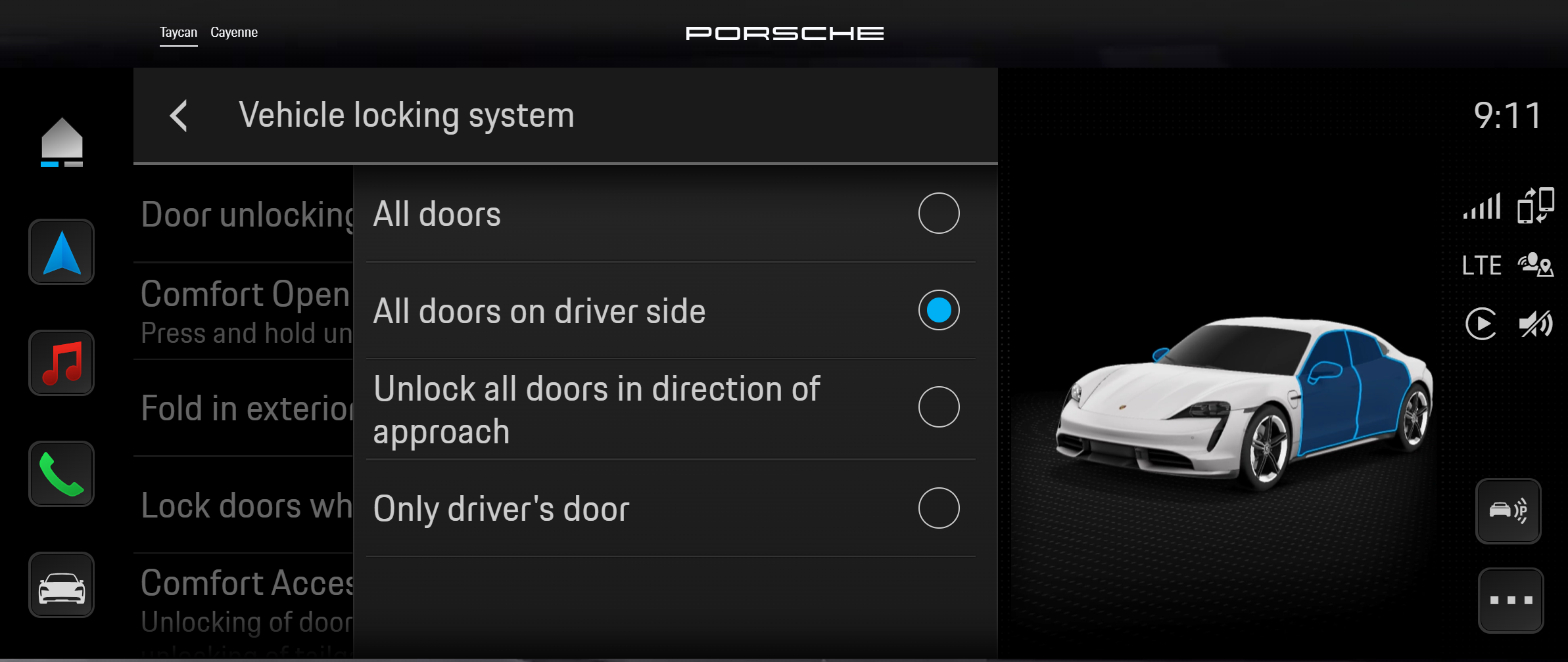 Porsche Taycan Comfort access query 1696582509285