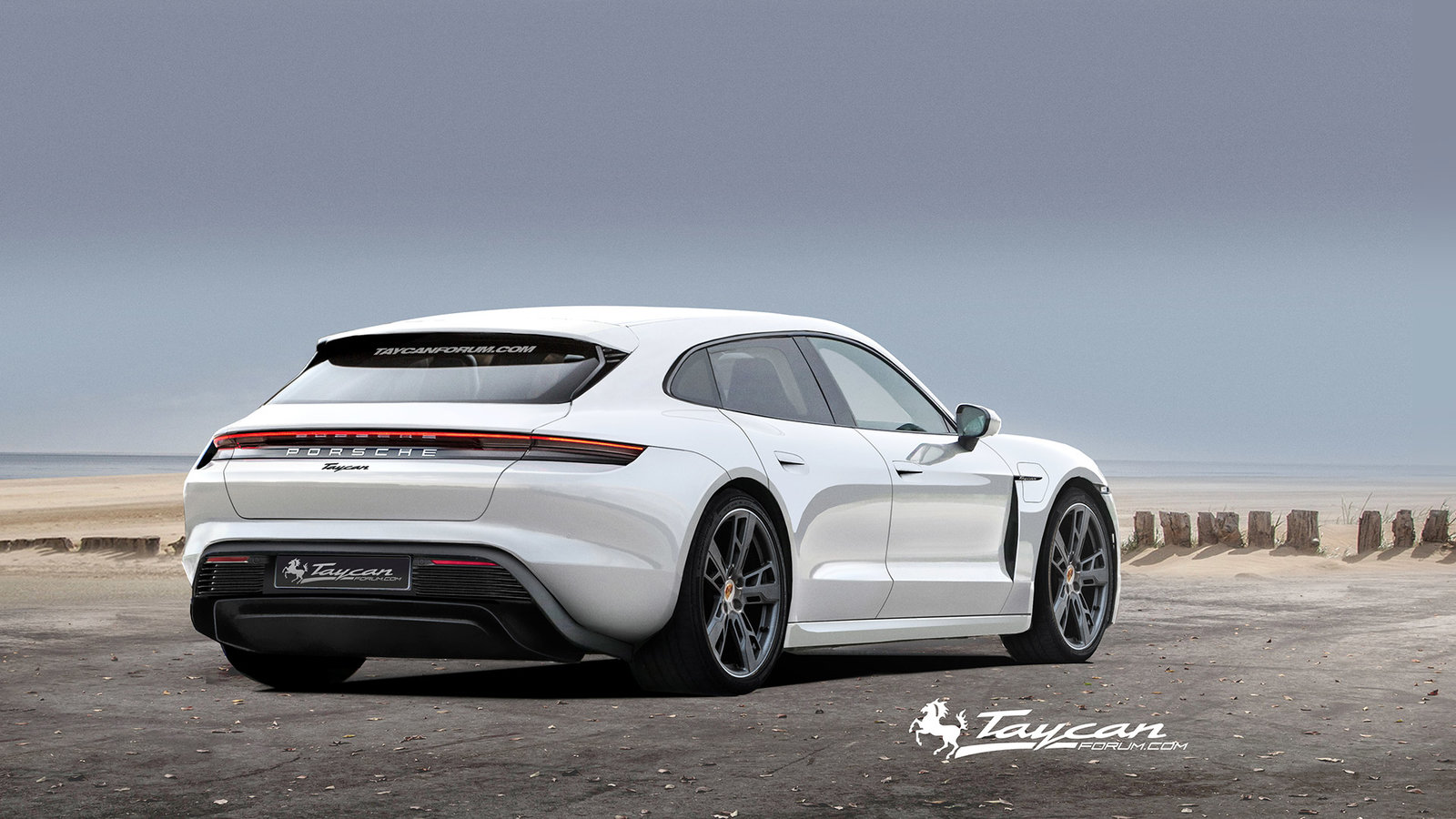 Porsche Taycan Here's what the Taycan Targa and Sport Turismo versions could look like! PorscheTaycan_SportTurismo_white_rear