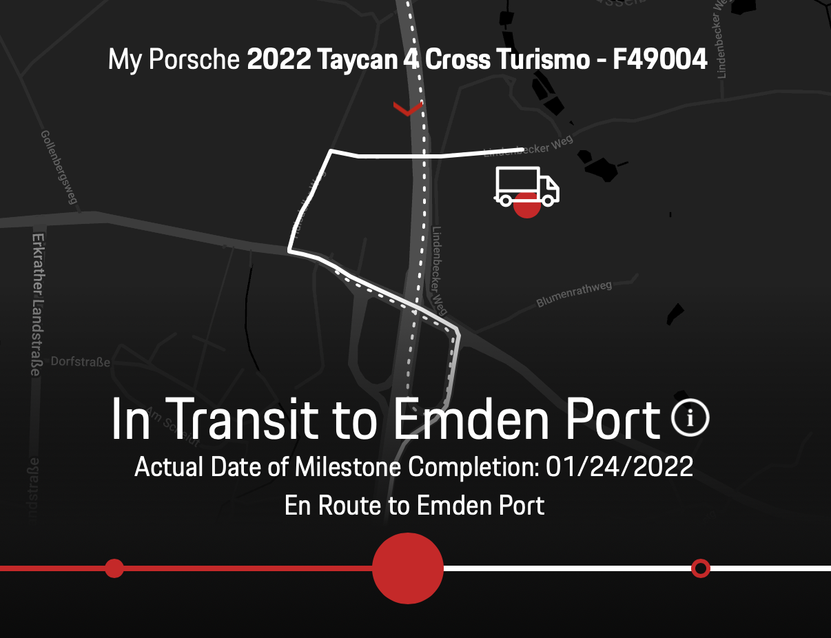 Porsche Taycan Delivered after over 1 year of waiting - My Production Estimated Dates vs Actuals Screen Shot 2022-01-24 at 10.16.33 PM