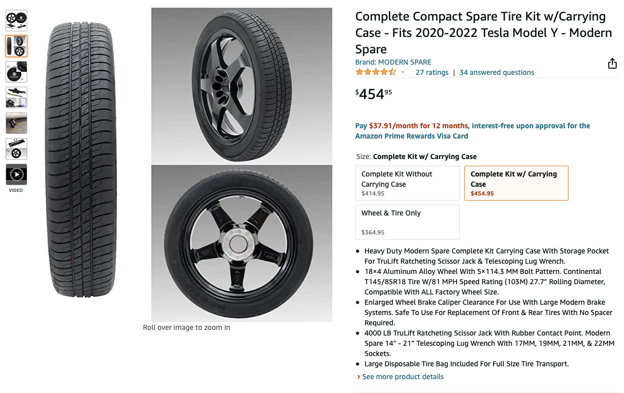 Porsche Taycan Taycan Compact Spare Tire options Screen Shot 2022-04-28 at 12.05.01 PM