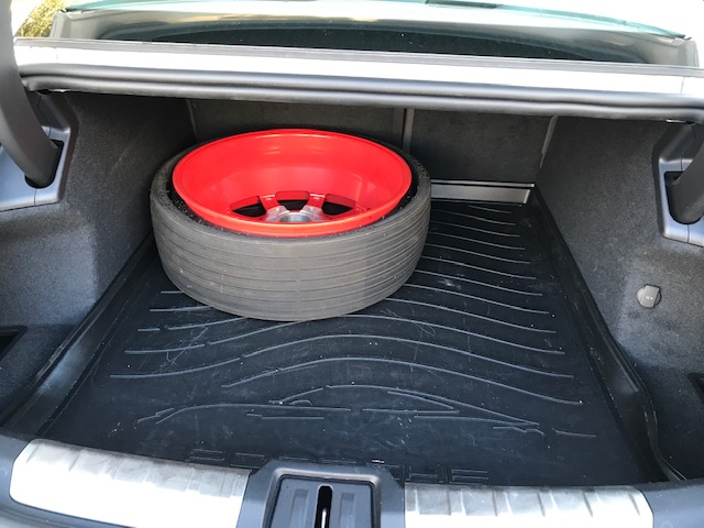 Porsche Taycan Taycan Compact Spare Tire options Taycan spare in trunk.JPG